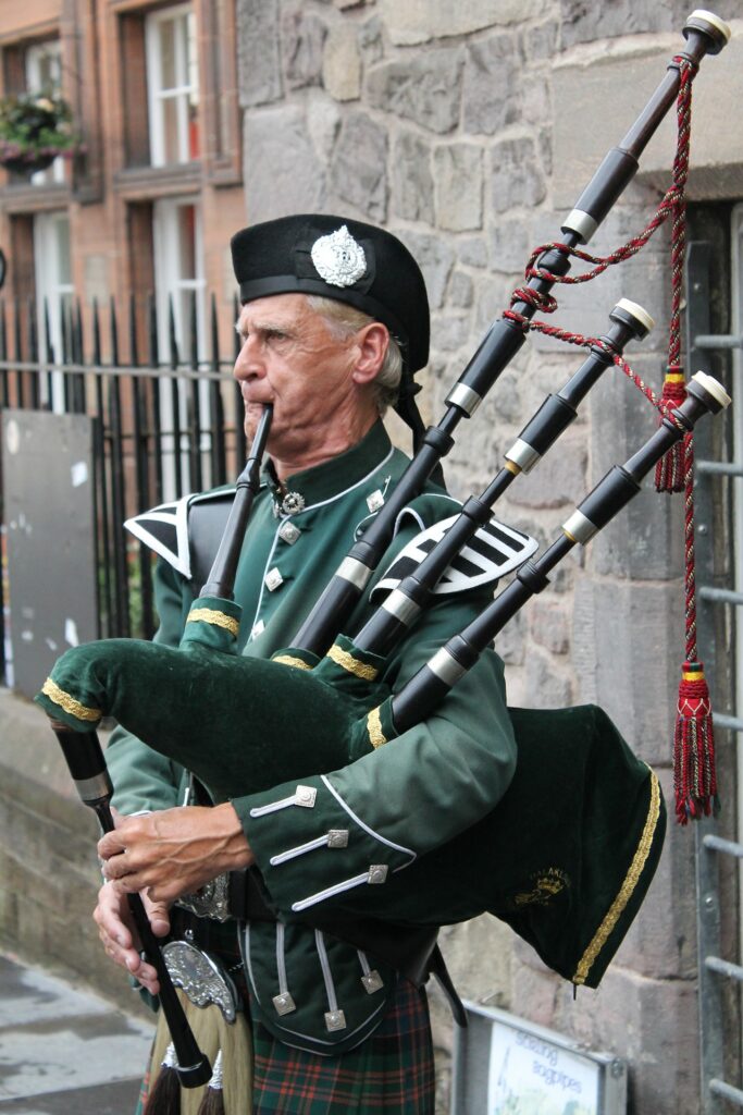 man playing bagpipes
